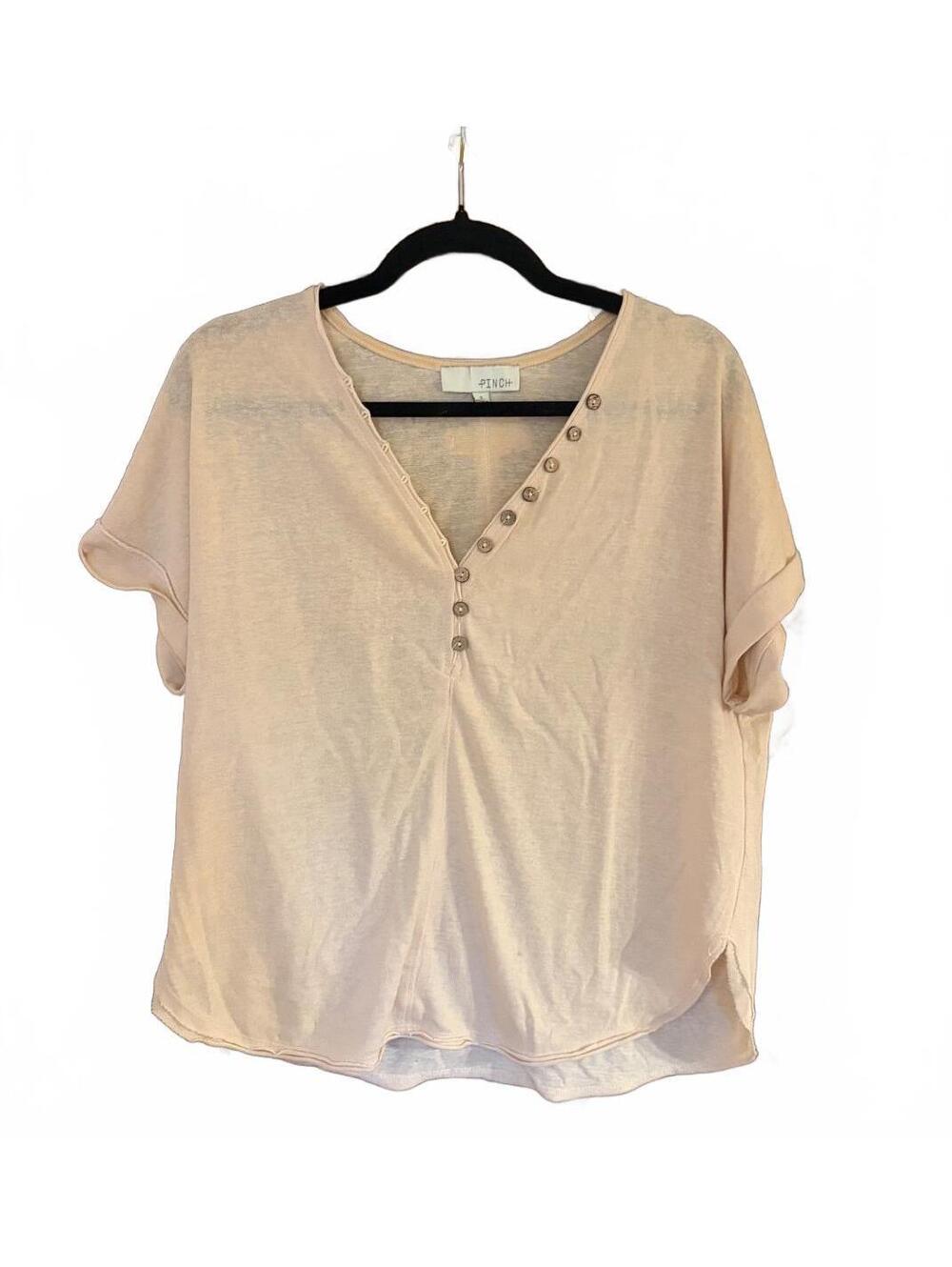 Pinch Women's Beige Short Sleeve Button Detail Blouse Size S